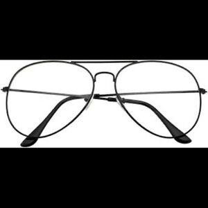 Clear Glass Black Frame Aviator Glasses